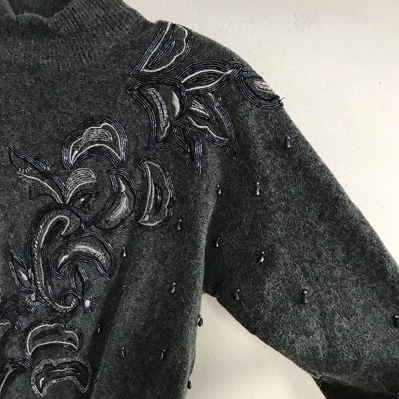 Vintage Beaded Wool Sweater - Picture 3 of 7